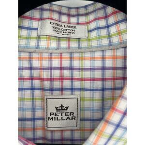 Peter Millar Mens XL Short Sleeve Plaid Button Down Pastel Shirt